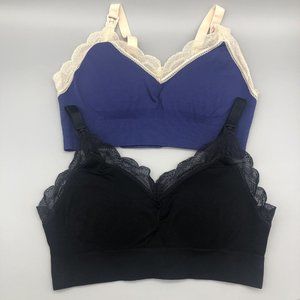 Sunnybuy Nursing Bra Women’s Size Small Black Blue Removable Pads Wireless Bra